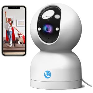 Câmera de Segurança Interna sem Fio 2K com Visão Noturna, Rraycom, Branca
