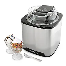 Sorveteira Elétrica Nostalgia Preto Inox 1,89L Controles Digitais Chute Mix-In Cuba Gel Automática 120V