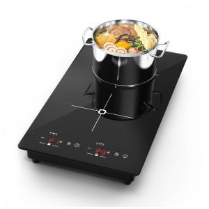 Cooktop Elétrico de Indução Portátil 12" 30CM com 2 Queimadores, 9 Níveis de Potência e Trava de Segurança, 110V 2300W, VBGK, Preto