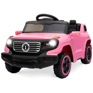 Carro Elétrico Infantil a Bateria com Controle Remoto, 3 Velocidades e Luzes LED, 6V, Best Choice Products, Rosa