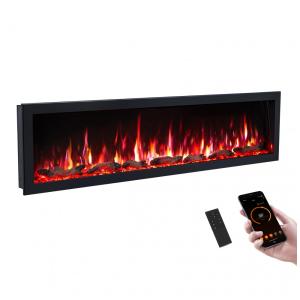 Lareira Elétrica de Embutir A45x183L cm com 9 Cores de Chama, Temporizador, Desligamento de Segurança, Compatível Alexa e Google Assistant