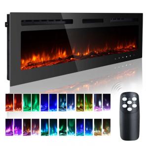 Lareira Elétrica de Embutir A54x127L com Controle Remoto e Luz de LED, 1500W, 110v, CEARTRY electric fireplace inserts, Preto