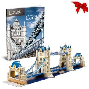 Quebra Cabeças 3D Arquitetura Londres para Crianças e Adultos, 120 Peças, CUBICFUN 771DS0978, Azul