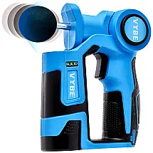 Vybe Massageador Pistola Elétrico Profissional Sem Fio 3 Acessórios 6 Velocidades Alça Ergonômica, EXERSCRIBE L0C, Azul