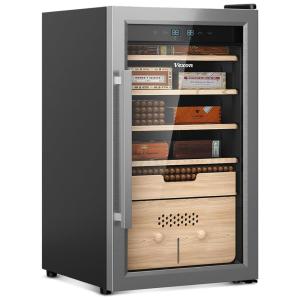 Umidor Elétrico Vexon para 486 Charutos: Controle de Umidade e Aquecimento, Design em Aço Inox