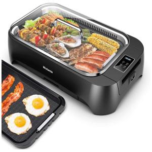 Grelhador elétrico interno sem fumaça Grelhador elétrico, grelha antiaderente intercambiável para churrasco com tecnologia de extração de