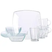 Aparelho de Jantar com 12 Peças em Vidro Transparente Serve 4 Pessoas, Gibson Soho, Quadrado