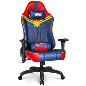 Marvel Avengers Cadeira Gamer Ergonômica Reclinável com Apoio Lombar e Cabeça, Capitão Marvel, NEO CHAIR, Azul