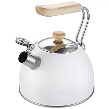 KAISA VILLA TChaleira de Chá 2.5L, com Apito, Aço Inoxidável, Branca
