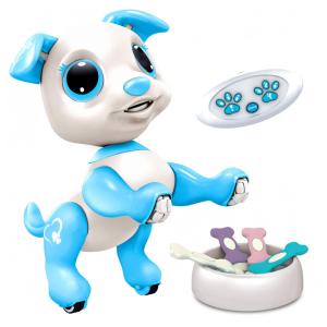 Power Your Fun Robo Pets Robot Dog Toy Azul – Robô Interativo Programável com Controle por Gestos e Remoto para Crianças a Partir de 3 Anos