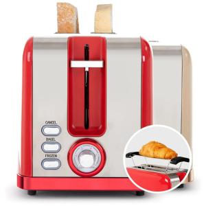 Torradeira Elétrica 2 Fatias com 6 Níveis de Tostagem, 110v, KOOC, Vermelho