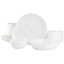 Aparelho de Jantar com 16 Peças de Porcelana Serve 4 Pessoas, Gibson Home Amelia, Branco