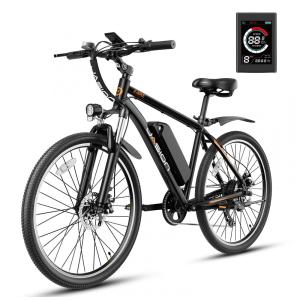 Bicicleta elétrica Jasion EB5 escura pneus 26" para Adultos com Motor Brushless 750W, Bateria Removível 360Wh suspensão Dianteira 36V 10Ah