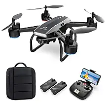 Drone com Câmera 2K Ultra HD FPV com Vídeo ao Vivo, 2 Baterias, DEERC, Preto