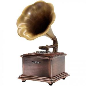 Gramofone retrô preguiçoso clássico alto falante Bluetooth com gravação estéreo dupla Vintage Fonógrafo C tamanho único