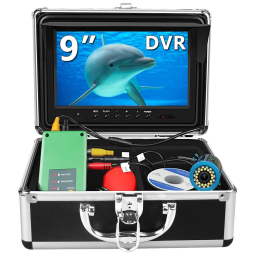 Câmera de Pesca Subaquática Portátil à Prova d com Monitor, Luzes Infravermelhas, Cabo 30 M e Cartão SD de 8GB, ANYSUN, Preto