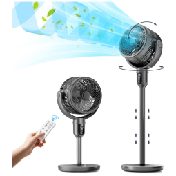 Ventilador Pedestal com Oscilação Omnidirecional de 90°+90°, 12 Velocidades, Temporizador 12H e Controle Remoto, 110V, Ceamorfco, Cinza