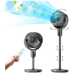 Ventilador Pedestal com Oscilação Omnidirecional de 90°+90°, 12 Velocidades, Temporizador 12H e Controle Remoto, 110V, Ceamorfco, Cinza