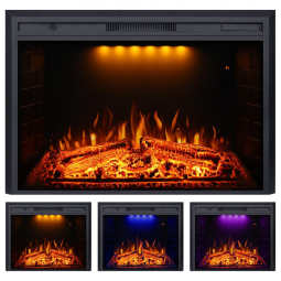 Lareira Elétrica de Embutir A69x101L com Controle Remoto e Chamas Multicolorida, 1500W, 110v, VALUXHOME Electric Fireplace, Preto