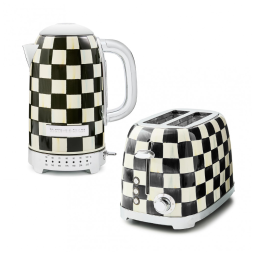 Conjunto chaleira elétrica e torradeira Mackenzie-Childs Courtly Check inox preto e branco 110V
