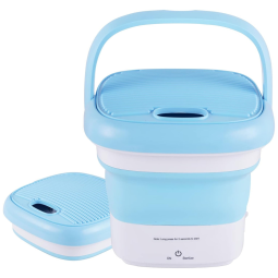Mini Máquina de Lavar Portátil 1,8 Kg com Cesto de Drenagem, Bivolt, Meticuloso, Azul