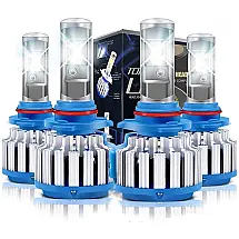 Kit Xenon Lâmpadas LED Branca 14000 Lumens 6000K, 140W, 9006 9005, 4 Peças, WISWISGLOW, Azul
