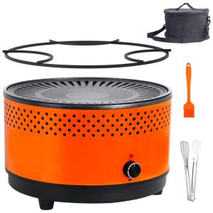 Churrasqueira a Carvão Portátil Serve 4 Porções, GREYHOO, Laranja