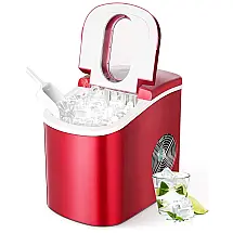 COOLLIFE Máquina de Gelo Automática Portátil, Produz até 11 kg em 24h, 110V, Vermelha