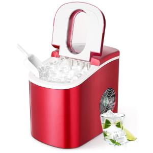 COOLLIFE Máquina de Gelo Automática Portátil, Produz até 11 kg em 24h, 110V, Vermelha