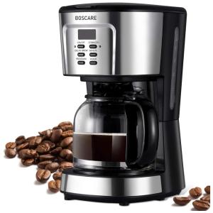Cafeteira Elétrica Programável 12 Xícaras com Desligamento Automático, 001, 001, 110v, BOSCARE 001, Prateado