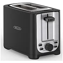 Torradeira Elétrica 2 Fatias 6 Níveis de Tostagem em Aço Inoxidável com Desligamento Automático, 110V, BELLA, Preta