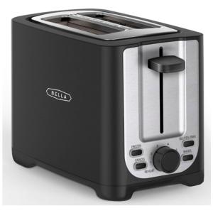 Torradeira Elétrica 2 Fatias 6 Níveis de Tostagem em Aço Inoxidável com Desligamento Automático, 110V, BELLA, Preta
