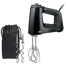 Batedeira de Mão com 9 Velocidades e Acessórios, 350W, 110v, BRAUN HM5100, Preto
