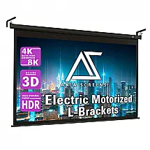 Tela de projeção motorizada 125" AKIA SCREENS MaxWhite 2 16:9 teto/parede com controle remoto e suporte em L