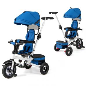 Costzon 8807 Triciclo Infantil para Passeio com Assento Ajustável 8 Estágios, Idade Recomendada 1 a 5 Anos, Azul