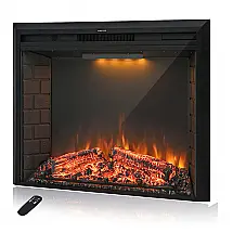 Lareira Elétrica de Embutir A69x90L com Controle Remoto, Luz de LED e Som de Fogo, 1500W, 110v, MASARFLAME, Preto