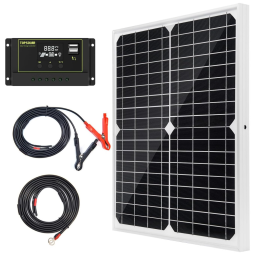 Kit Painel, Monocristalino, à prova dágua, 20W, 12V, 1 painel, TP SOLAR, Branco
