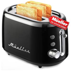 Torradeira Elétrica Retro 2 Fatias com 7 Níveis de Tostagem, 110v, MUELLER HOME, Preto
