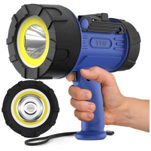 Refletor Recarregável 1000 Lúmens com Lanterna de Mão e Luz de Inundação COB, Impermeável IP67, Resistente a Impactos, Azul,YYIF