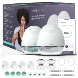 Bomba Tira Leite Dupla Elétrica Portátil e Silenciosa com 2 Modos e Sucção Variável, ELVIE 100, Branco