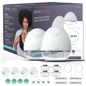 Bomba Tira Leite Dupla Elétrica Portátil e Silenciosa com 2 Modos e Sucção Variável, ELVIE 100, Branco