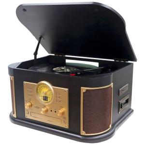 Vitrola Toca Discos com Plataforma 3 Velocidades, sem fio, 78 RPM, 110v, DLITIME 636DP 51, Preto