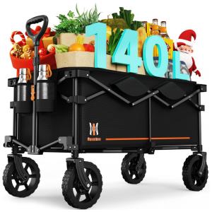 Carrinho Dobrável para Camping e Jardim, Capacidade 100kg com Porta Bebidas, Navatiee, Preto