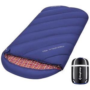 Saco de Dormir para Camping a Prova dAgua Forrado com Flanela, Tamanho Único, KINGCAMP, Azul