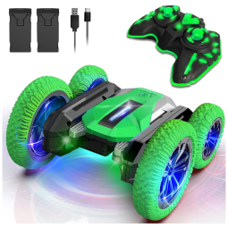 Carrinho de Controle Remoto Dupla Face 360 com 2 Baterias Recarregáveis, WSIYEN, Verde