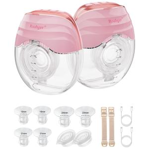 Bomba Tira Leite Elétrica com 3 Modos, 8 Níveis e Fácil Montagem, 2Un Tamanho de 19 a 27mm, Roabger, Rosa