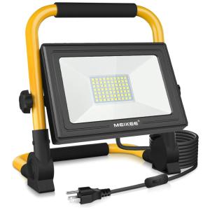Luz de Trabalho LED Portátil 6000 Lúmens 60W 5000K a Prova d IP66, 110v, MEIKEE, Amarelo