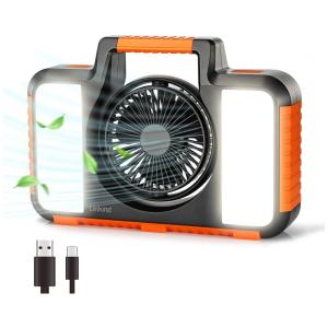 Linkind Lanterna com Ventilador Portátil e Recarregável 1500 Lúmens, 2 Velocidades, 8800mAh, 15W