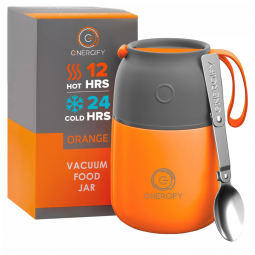 Frasco Térmico 500mL em Aço Inoxidável com Colher, ENERGIFY, Verde