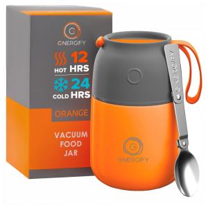 Frasco Térmico 500mL em Aço Inoxidável com Colher, ENERGIFY, Verde